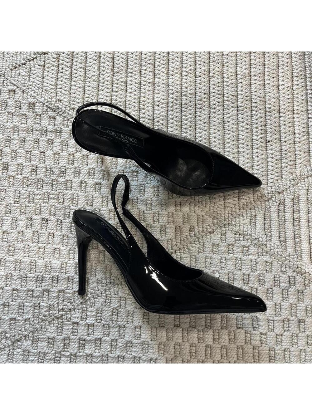 Tony Bianco Charlotte Slingback Pump in Black Patent